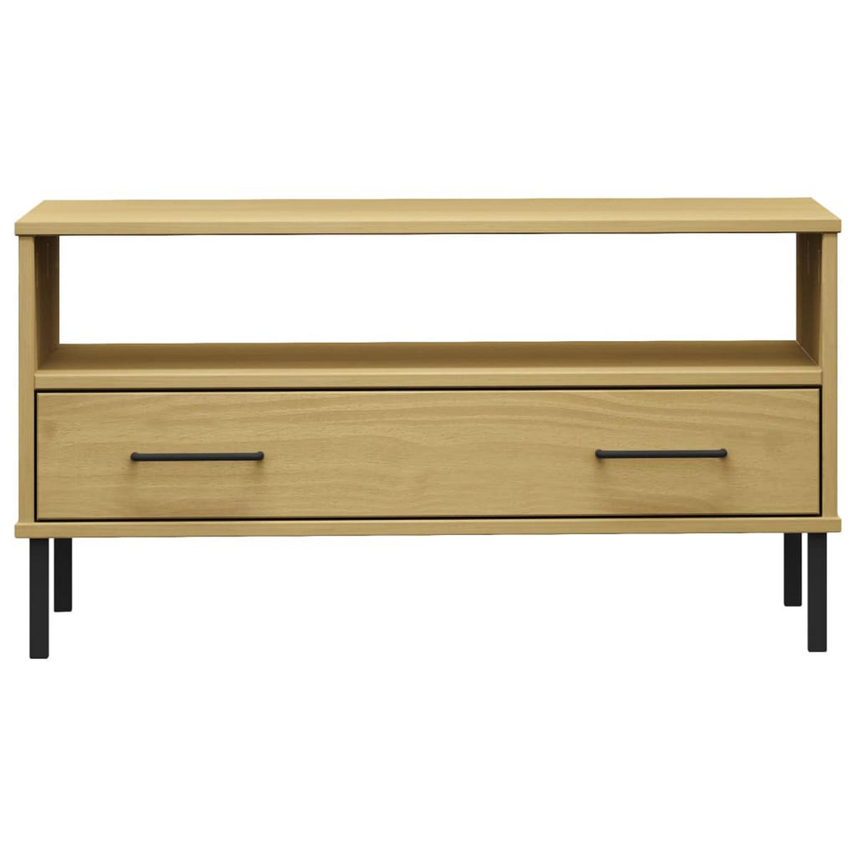 COUCHTISCH OSLO mit Metallbeinen Braun 85x50x45 cm Massivholz - Braun, Holzwerkstoff (85/50/45cm) - furnicato