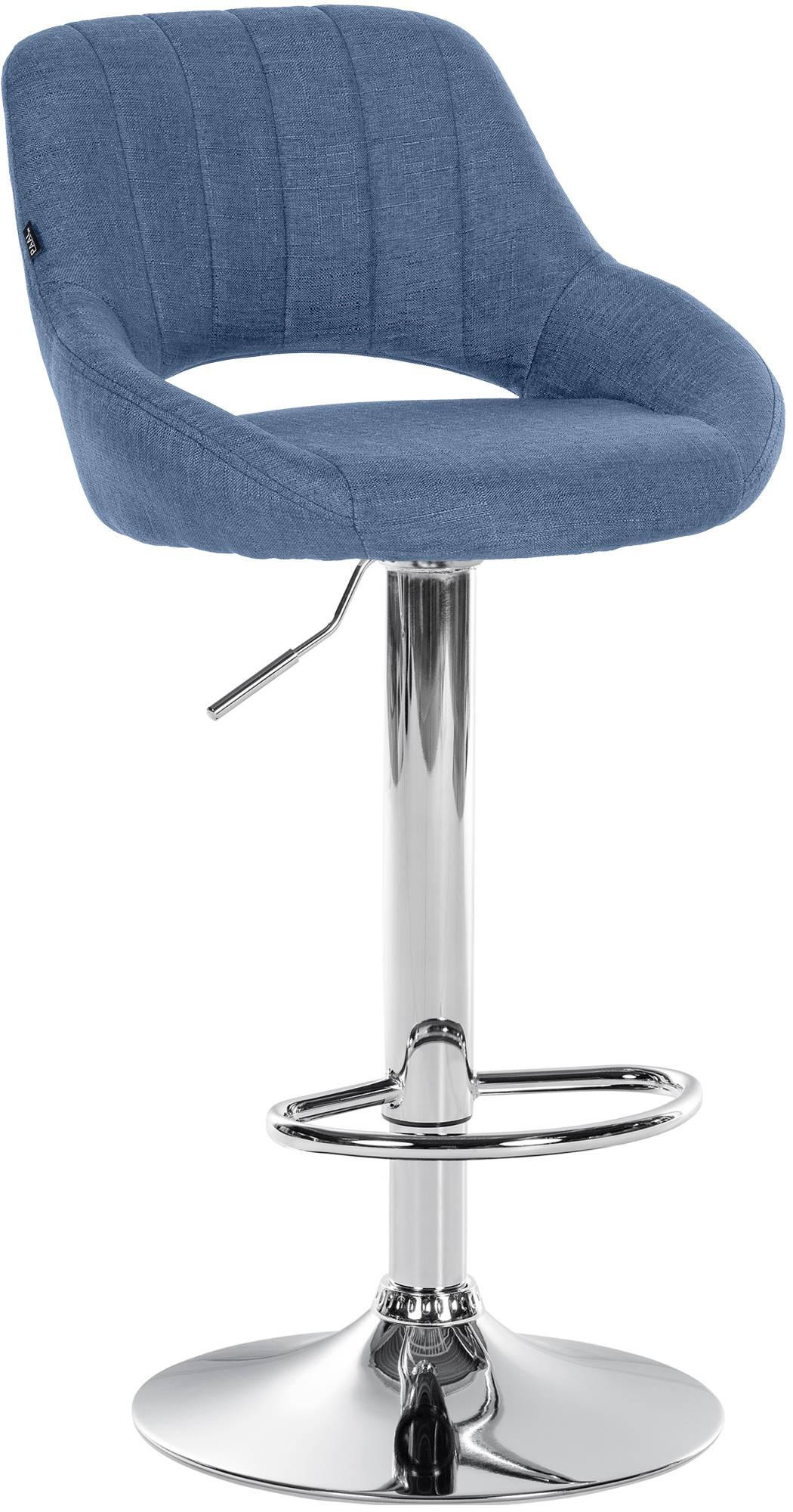 BARHOCKER Stoff Blau - Chromfarben/Blau, Textil/Metall (47/85/48cm) - CLP
