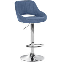 BARHOCKER Stoff Blau - Chromfarben/Blau, Textil/Metall (47/85/48cm) - CLP