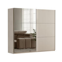SCHWEBETÜRENSCHRANK IVERN 250/215/65 cm 2-türig mit Spiegel Beige - Beige, Holzwerkstoff (250/215/65cm) - MASSENO