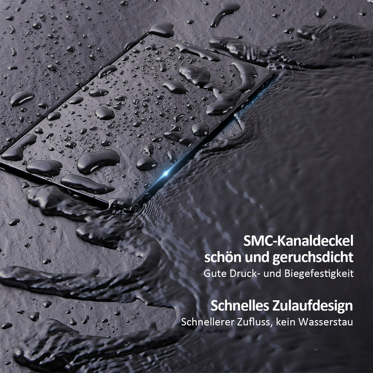 DUSCHWANNE mit rutschhemmender Oberfläche 90/140 cm, Schwarz - Schwarz, Naturmaterialien (90/2.6/140cm) - EMKE