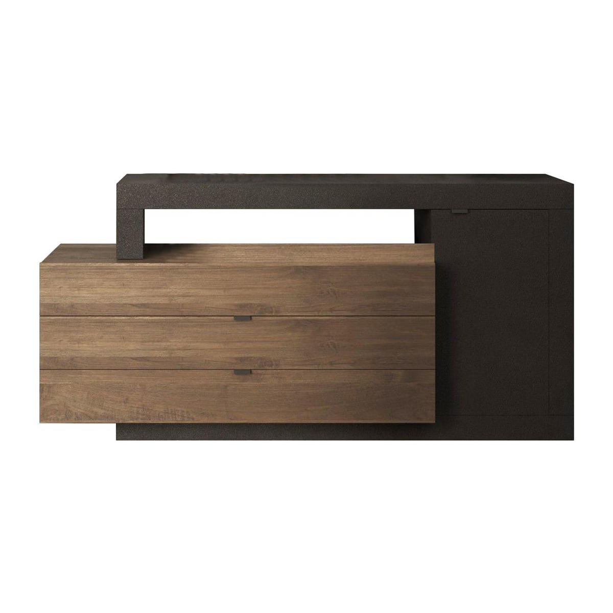 SIDEBOARD 1 Tür und 3 Schubladen Journey - L160 cm - Schwarz, Holzwerkstoff (42/82/160cm) - Calicosy