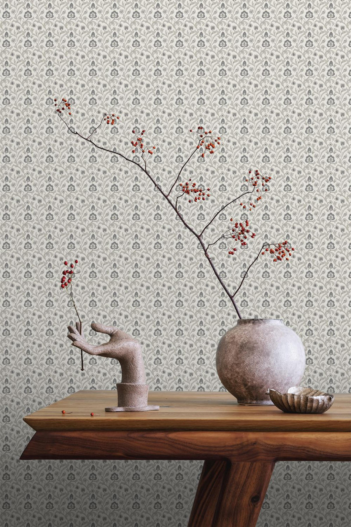 TAPETE Blumenmuster 53 cm x 10 m - Grau, Papier (53/1000cm) - Sanders & Sanders
