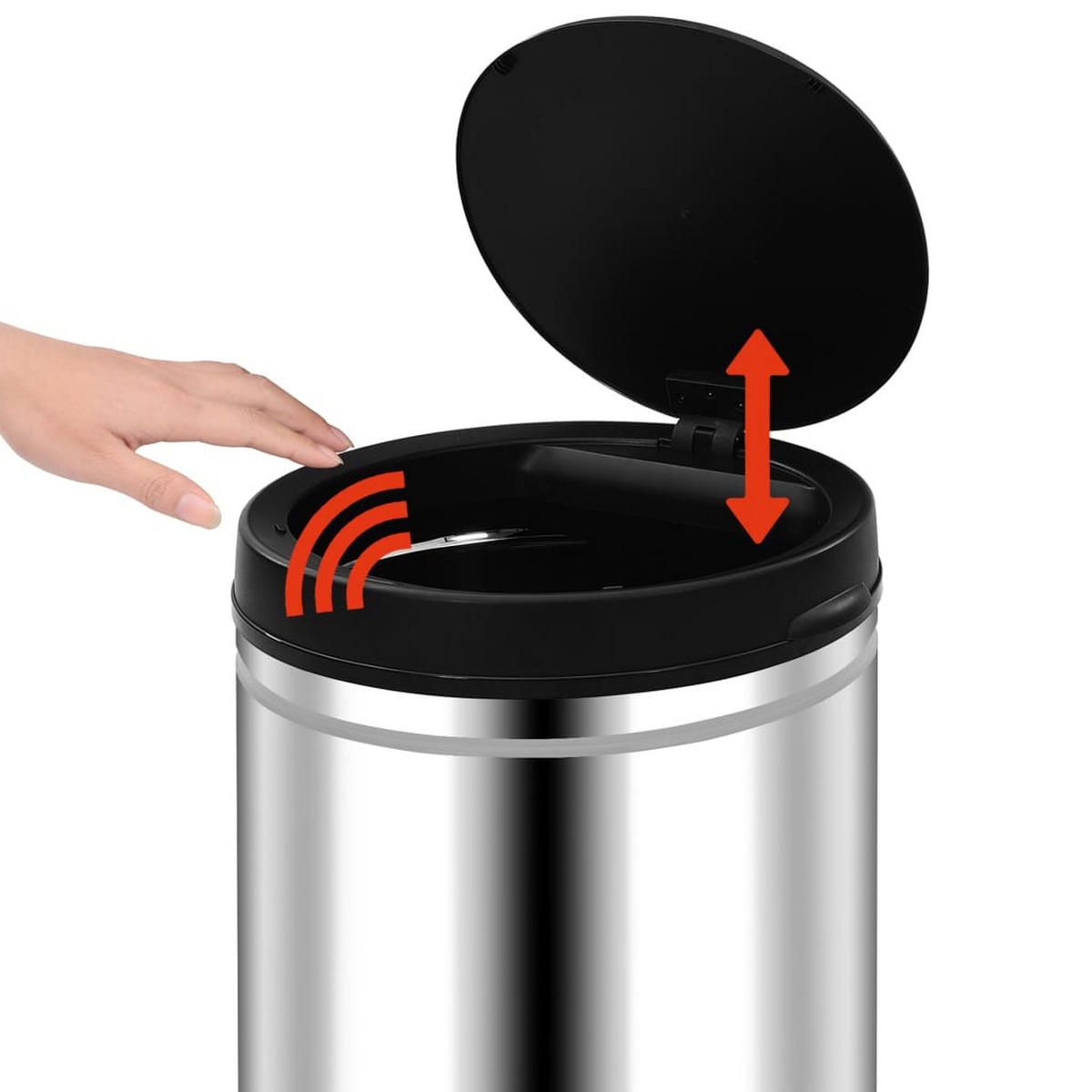 MÜLLEIMER mit Sensor 70L Edelstahl Abfalleimer Automatik - Silberfarben, Metall (36/76/36cm) - DELUKE