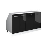 KUCHYNSKÁ SKRIŇA PRE ŠIKMÉ STRECHY R-Line Čierny vysoký lesk 140 cm Súprava 2 korpusov skrine hĺbka 60 cm - biela/čierna s vysokým leskom, kompozitné drevo (140/83.8/60cm) - Vicco