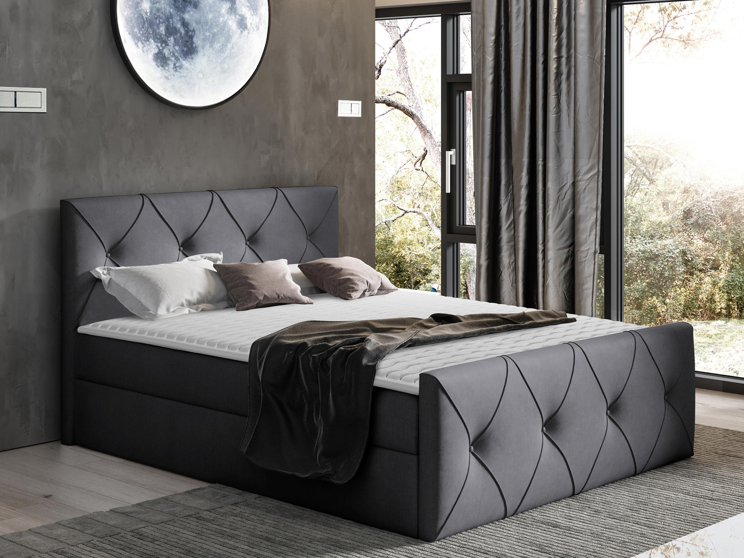 BOXBETT Crystal Lux - Graphitfarben, Holz (120/200cm) - MIRJAN24