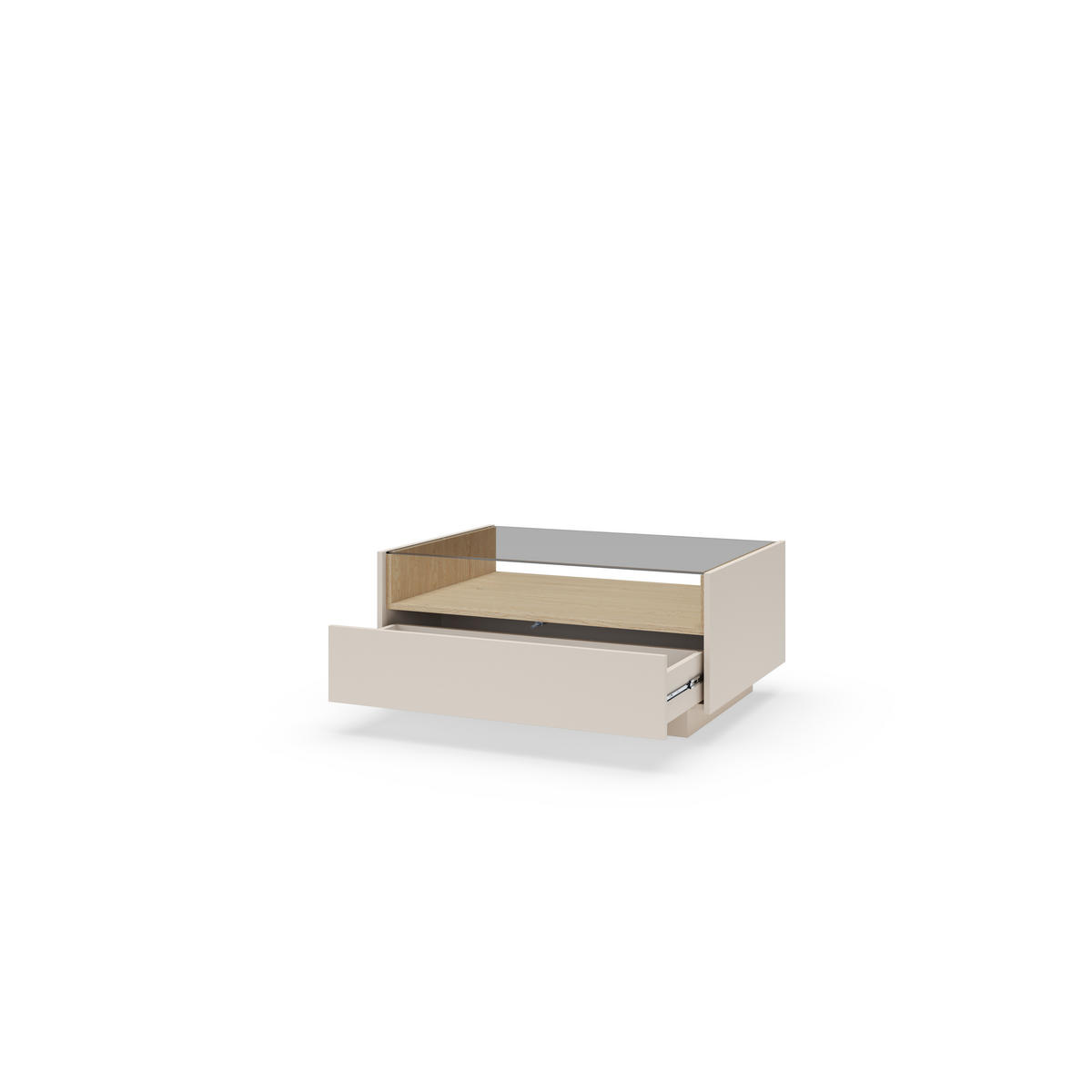 COUCHTISCH: beige + cremona Eiche, 96 x 43,4 x 67,2 cm - Beige, Holzwerkstoff (67.2/96/43.4cm) - 3XE LIVING