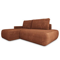 ECKSOFA AVINI T L-S Braun Kordstoff mit Schlaffunktion - Braun, Holzwerkstoff/Textil (277/160cm) - MASSENO
