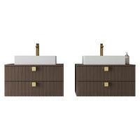 MOBILIER DE BAIE Gariano Bis II - auriu/culoare lemn de nuc, material plastic/compozit lemnos (80/42/46cm) - MIRJAN24