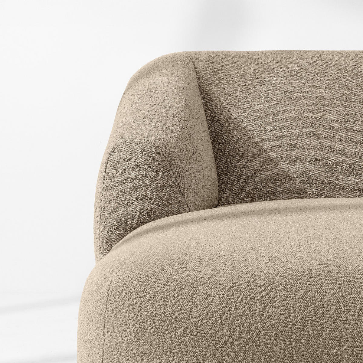 ECKSOFA LINKS VIRA, Hellbeige, Bouclé - Hellbraun/Schwarz, Holz/Holzwerkstoff (300/160cm) - KONSIMO®