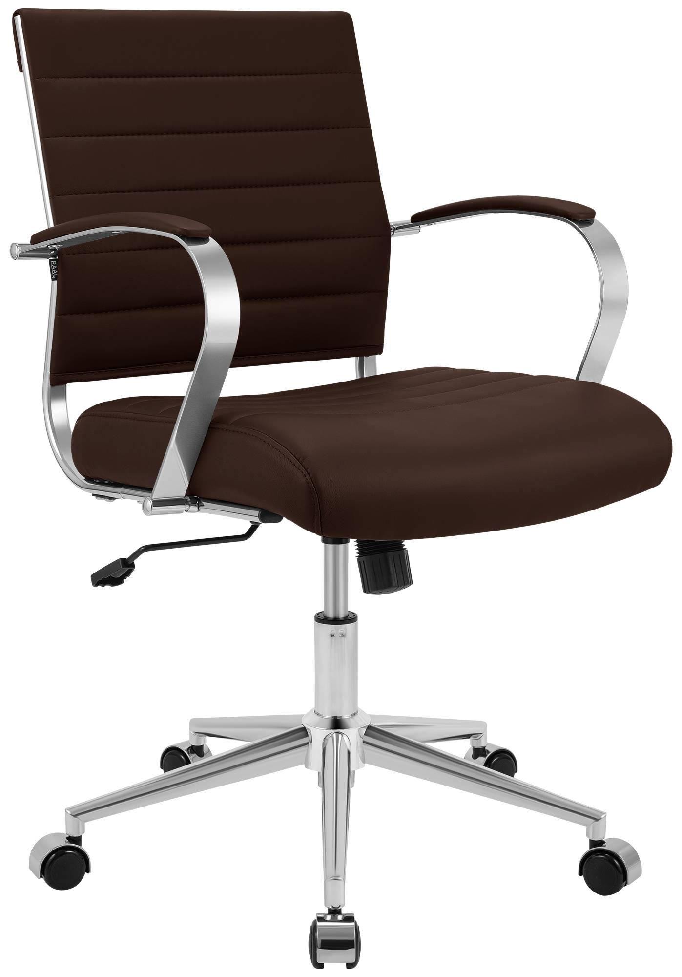 DREHSTUHL Echtleder Braun - Chromfarben/Braun, Leder/Metall (57/90/62cm) - CLP