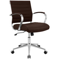 DREHSTUHL Echtleder Braun - Chromfarben/Braun, Leder/Metall (57/90/62cm) - CLP