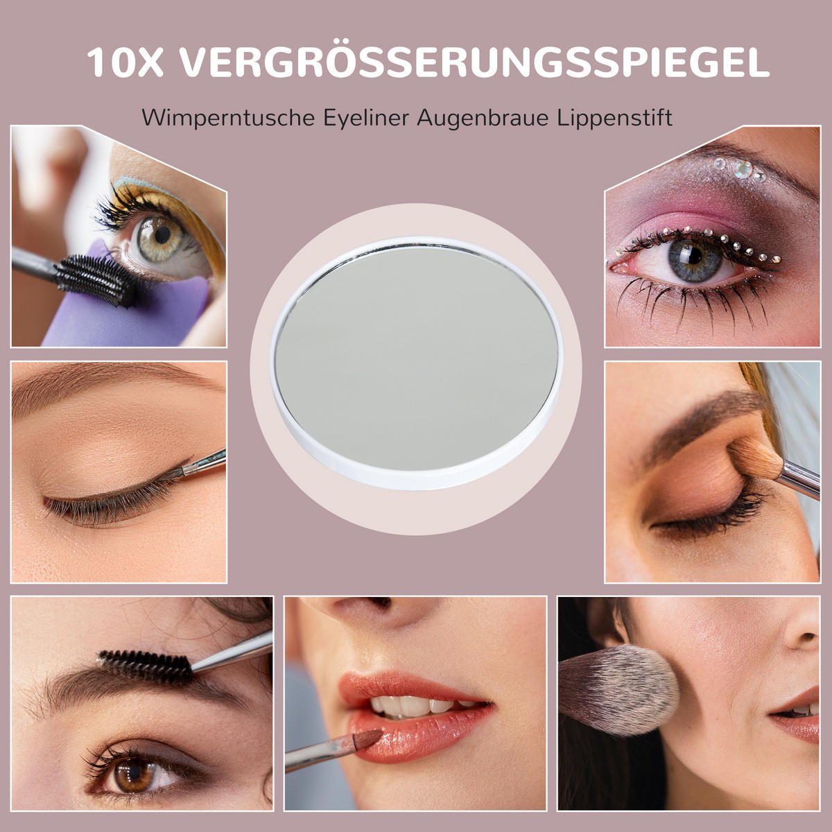 HOLLYWOOD Spiegel mit Beleuchtung, Schminkspiegel mit 15 LED Licht - Weiß, Glas (14/48/58cm) - HOMCOM