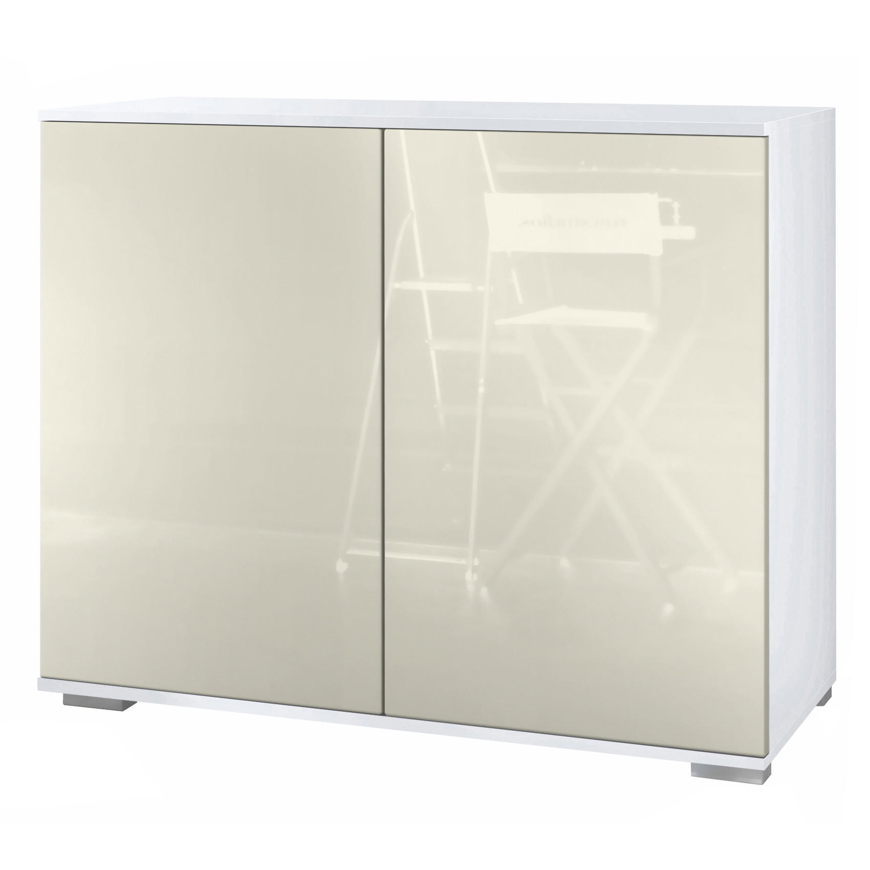 KOMMODE Skadu Creme Hochglanz - Creme, Holzwerkstoff (92.5/75.5/35cm) - Vladon