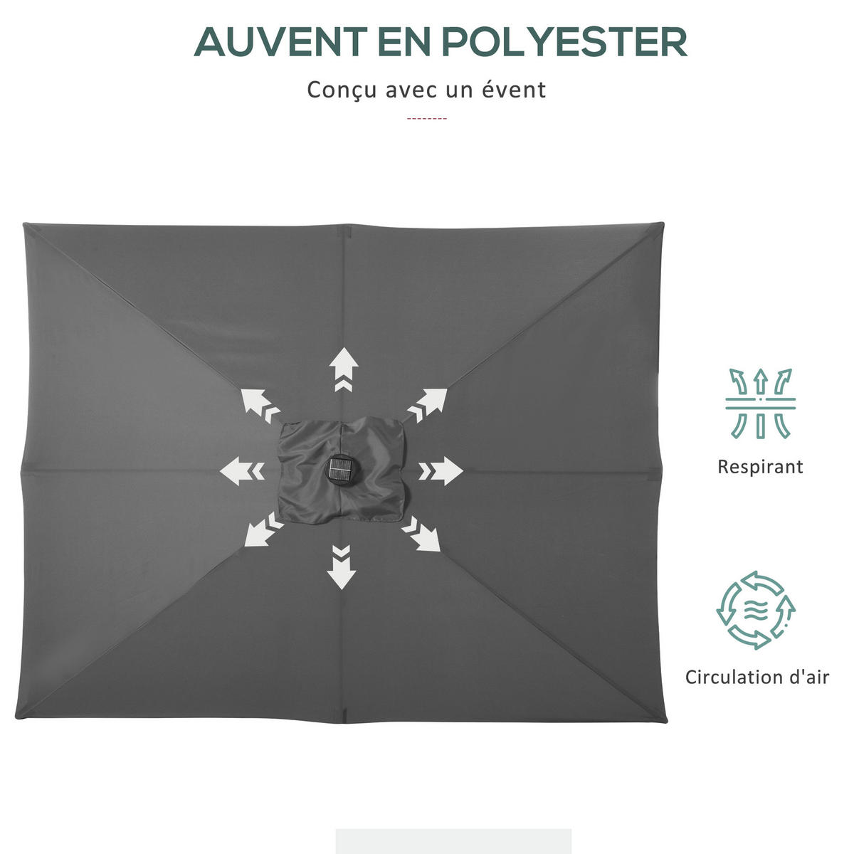 SONNENSCHIRM DE-11397 neigbar, mit LED, 3 x 2 m Grau - Grau, Metall (205/268cm) - ComfortXL