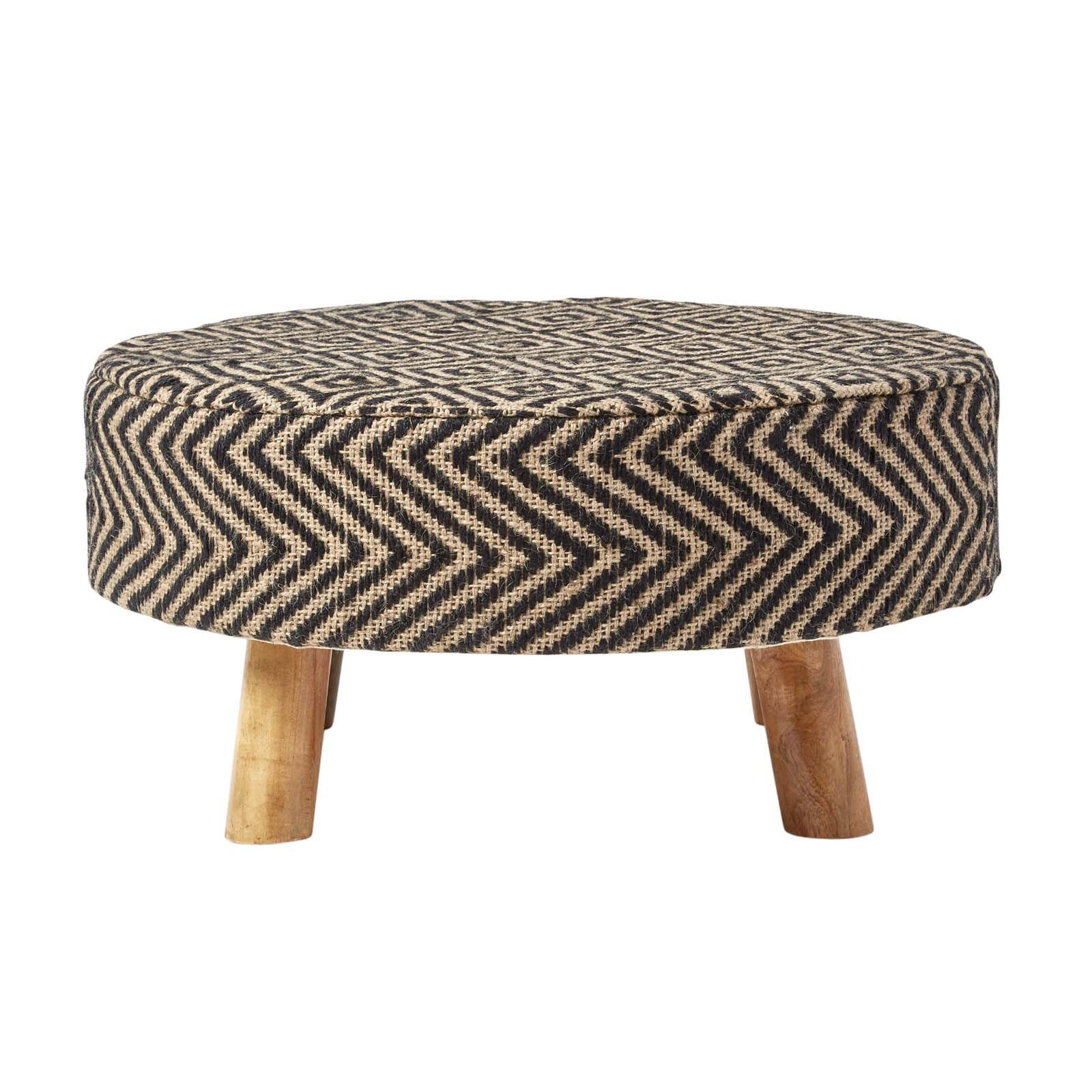 SITZHOCKER Jute gemustert, 62/62/30 cm - Schwarz, Textil (62/30/62cm) - Homescapes