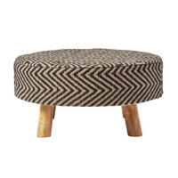 SITZHOCKER Jute gemustert, 62/62/30 cm - Schwarz, Textil (62/30/62cm) - Homescapes