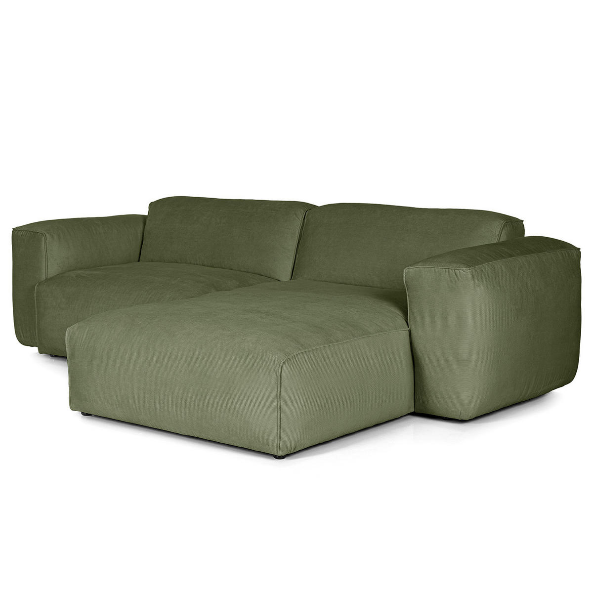 1,5-SITZER ECKSOFA mit Longchair - Dunkelgrün/Schwarz, Kunststoff/Textil (260/173cm) - home24