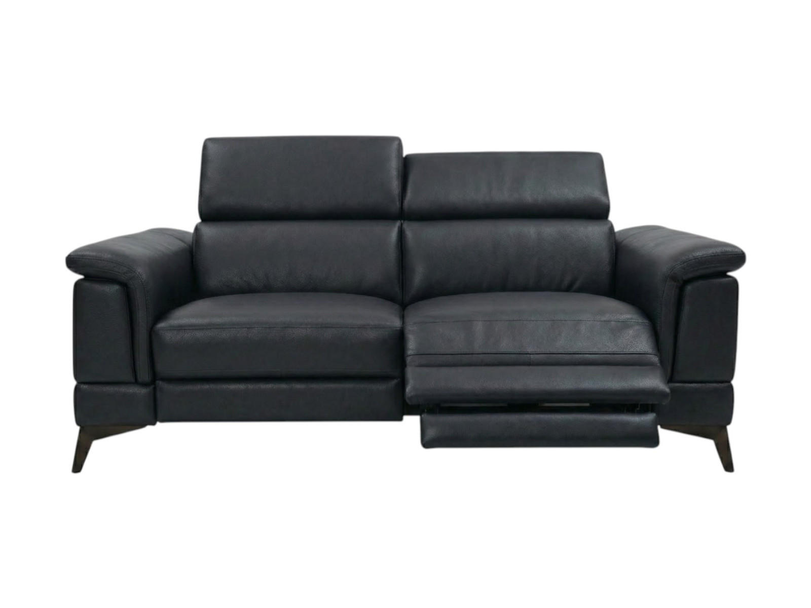3-SITZER Sofa Planet Echtleder mit 1 x Relaxfunktion Schwarz - Schwarz, Leder/Metall (200/80/110cm)