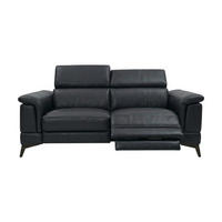 3-SITZER Sofa Planet Echtleder mit 1 x Relaxfunktion Schwarz - Schwarz, Leder/Metall (200/80/110cm)