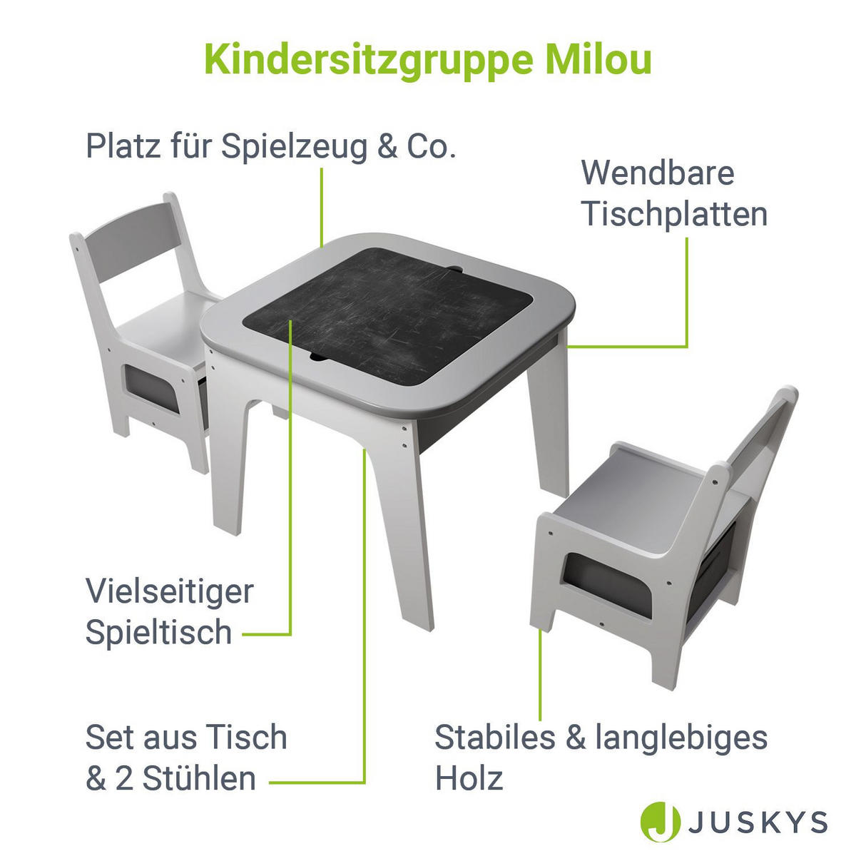KINDERSITZGRUPPE Milou grau - Grau, Holz (60/50/60cm) - Juskys