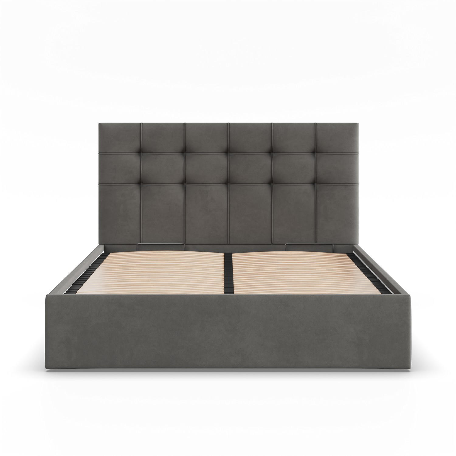 POLSTERBETT MIT KOPFTEIL 140x200 mit Bettkasten SORIA, Grau - Graphitfarben, Textil (140/200cm) - Mebligo