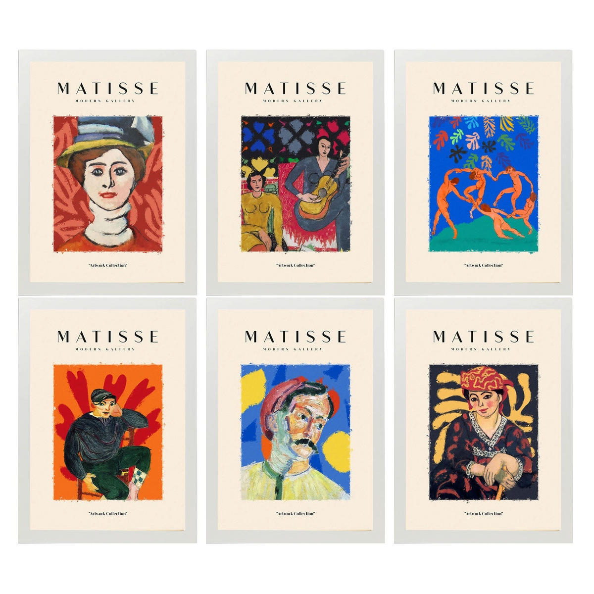 POSTER Set Mit 6 Illustrationen Von Henri Matisse Porträts A3 Weißer Rahmen - Weiß, Papier (29/3cm) - Nacnic