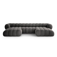 PANORAMASOFA Koge aus Samt grau 6 Sitzplätze - Grau, Textil (165/70/348cm) - Cosmopolitan Design