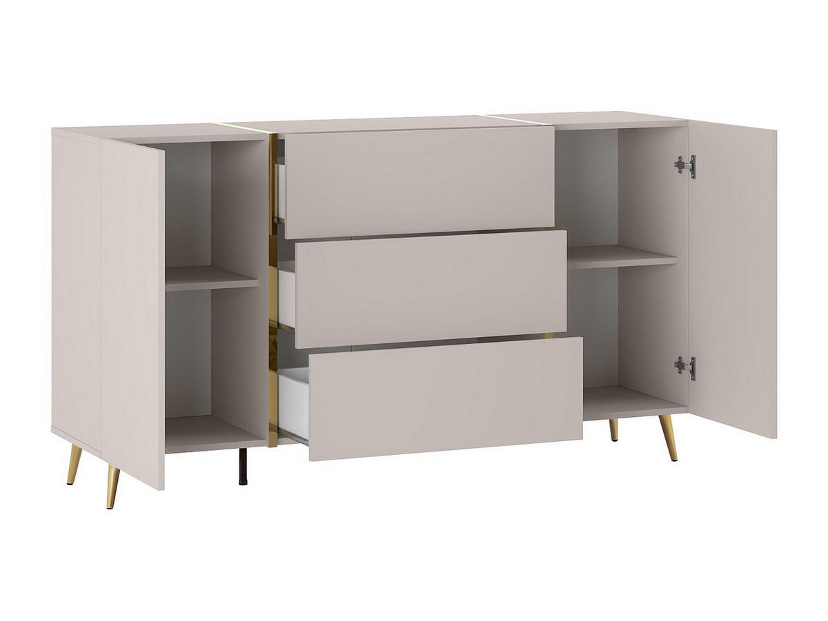 SIDEBOARD mit 2 Türen & 3 Schubladen - Beige & Goldfarben - MARZIALO - Beige, Holz (158/87.2/41cm) - Vente-Unique
