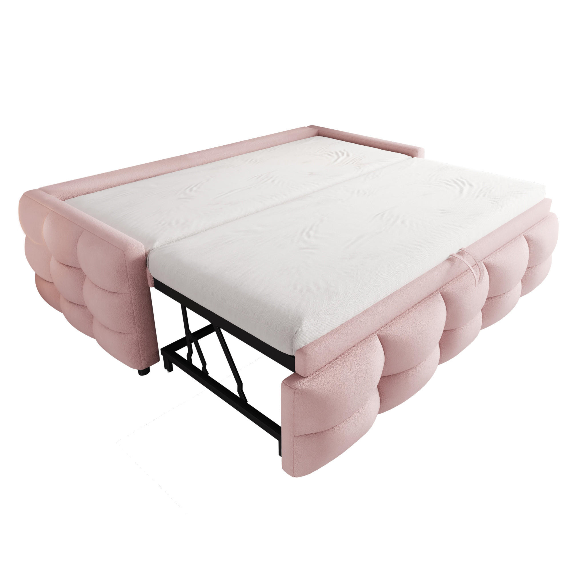 POLSTERBETT 90/190 cm Rosa aus Samt ausziehbar mit Lattenrost - Rosa, Textil (90/190cm) - OKWISH