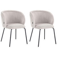 ESSZIMMERSTUHL 2er Set Stoff Cremeweiß Sarasota - Creme, Textil/Metall (60/79/60cm) - Beliani