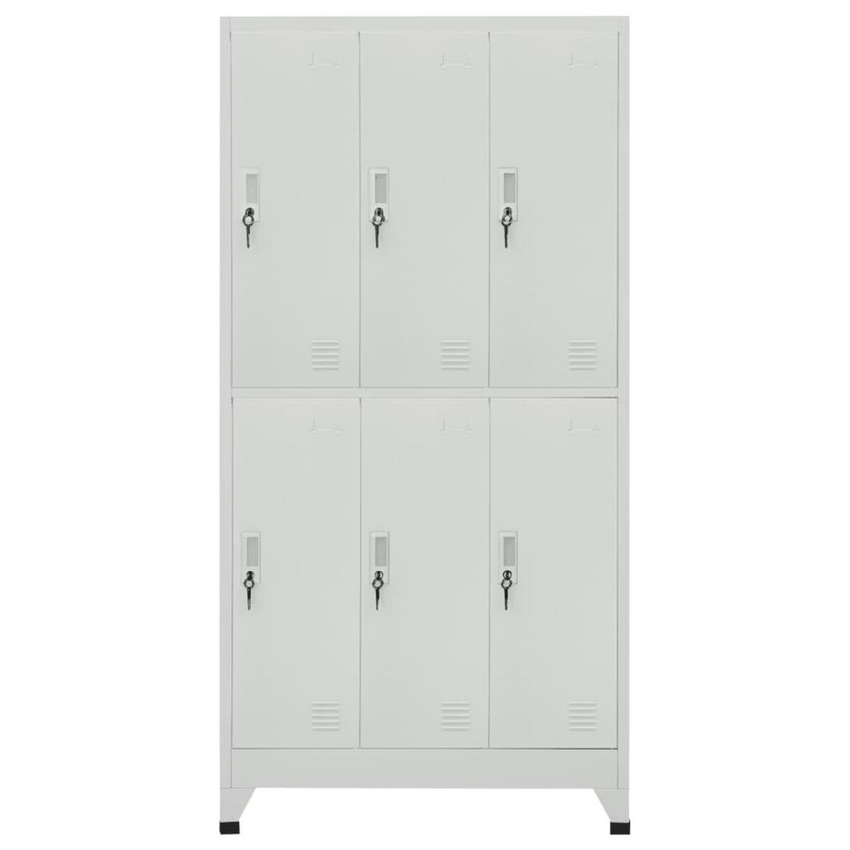 SCHLIESSFACHSCHRANK mit 6 Schließfächern, 90/45/180 cm, aus Stahl, in Grau - Grau, Metall (90/180/45cm) - vidaXL