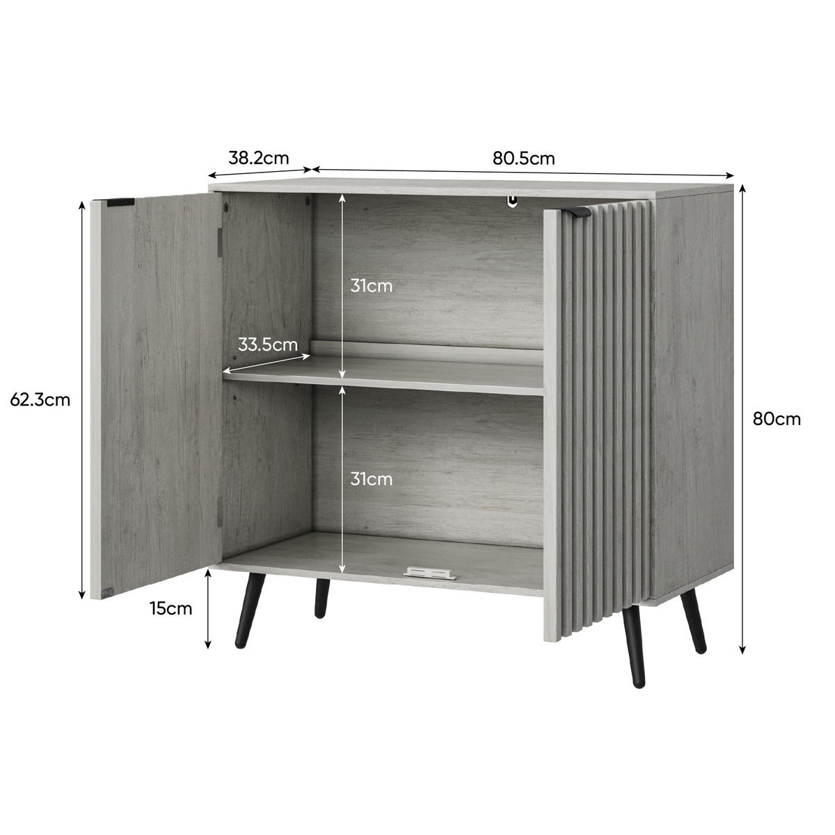 SIDEBOARD Grau 80.50/38.20/80 cm - Grau, Holzwerkstoff (38.2/80/80.5cm) - Urban Meuble