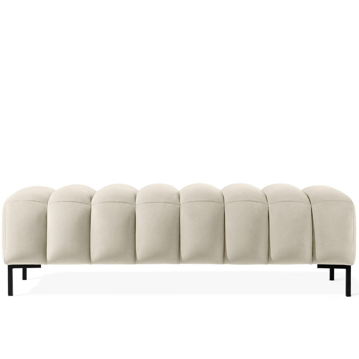 POLSTERBANK Bettbank PECCO, Metallbeinen - Creme/Schwarz, Holz/Textil (160/50/50cm) - KONSIMO®