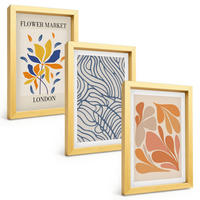 BILDER SET 3er Set - 20x30 cm Goldrahmen - Moderne abstrakte Blumen - Goldfarben, Kunststoff (20/30cm) - TULUP