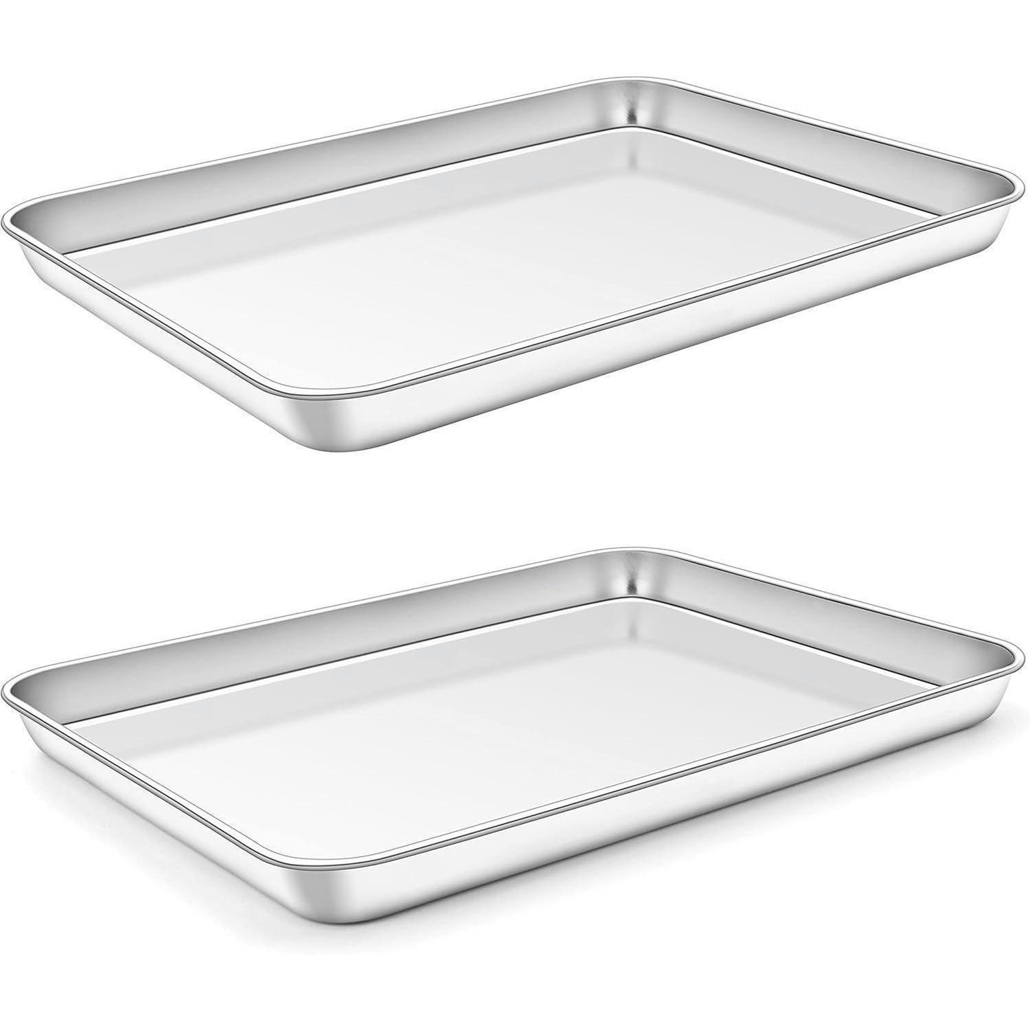 BACKBLECH 2er Set Edelstahl 26,5 x 20,5 x 2,5 cm - Silberfarben, Metall (20/2/26cm)