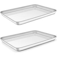 BACKBLECH 2er Set Edelstahl 26,5 x 20,5 x 2,5 cm - Silberfarben, Metall (20/2/26cm)
