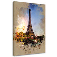 BILDER, Eiffelturm Paris Bäume Pflanzen - Grau, Textil (20/30cm) - Feeby