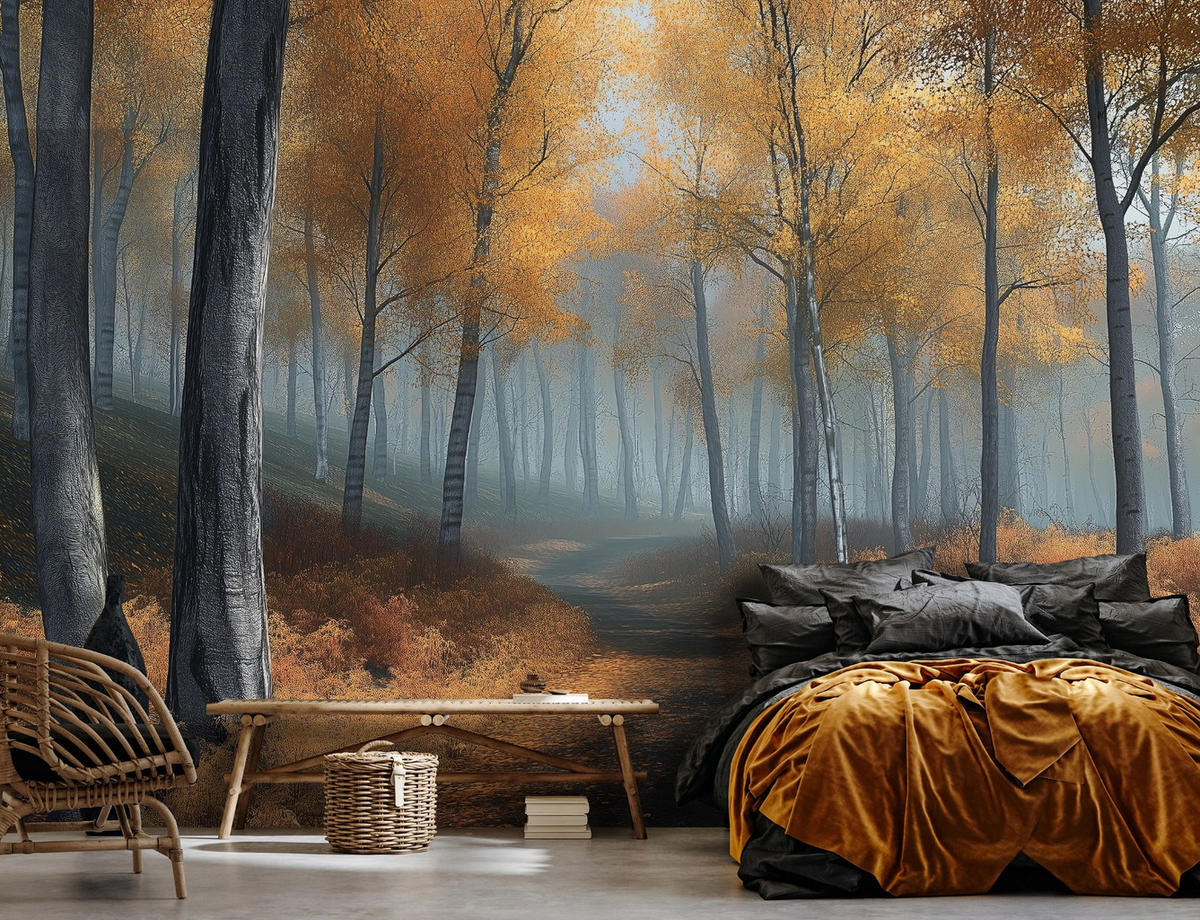 FOTOTAPETE 3D Effekt Wald Natur Bäume Tapete Wohnzimmer 300x210 - Multicolor, Papier (300/210cm) - Wallarena