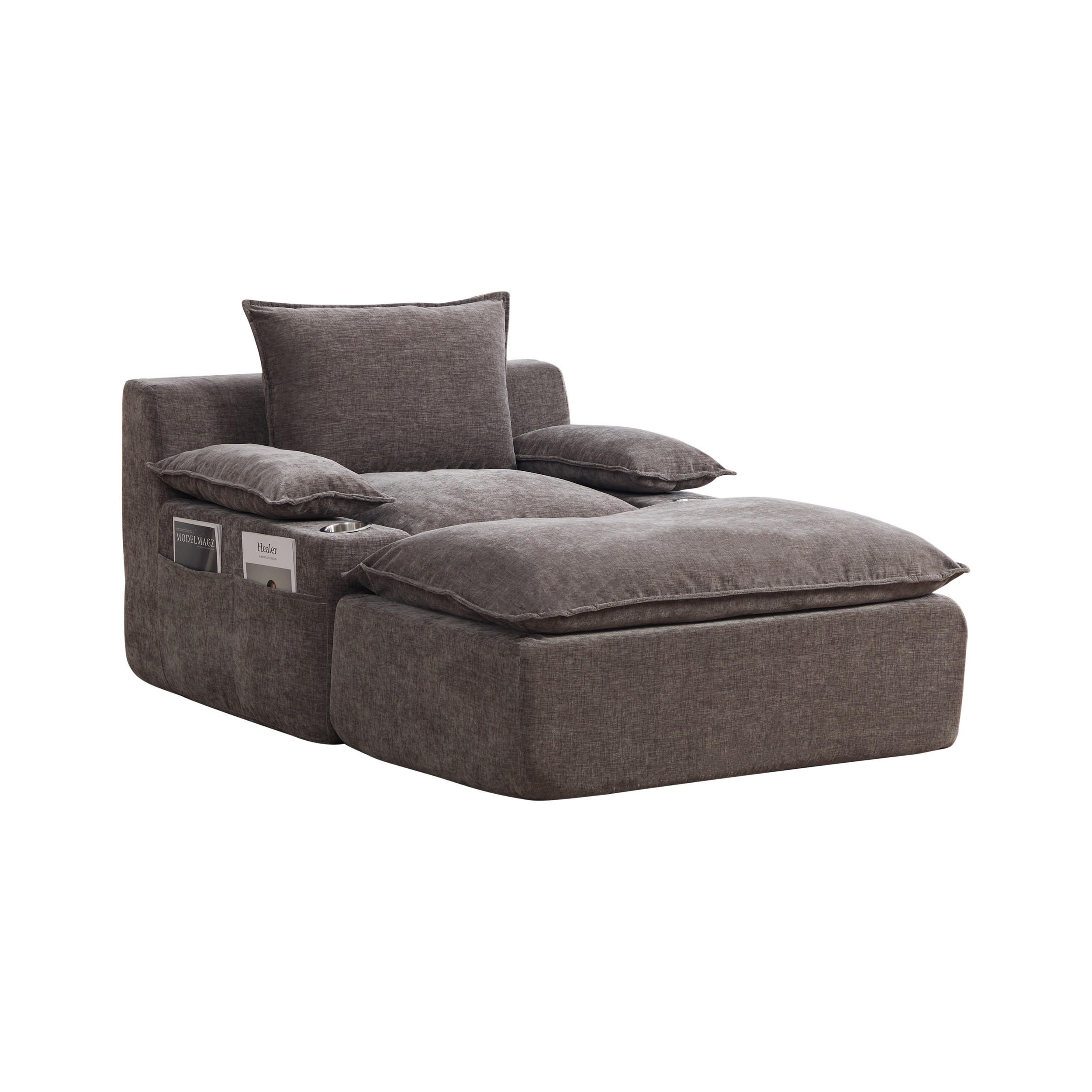 SESSEL DE-35157 mit 4 Kissen Grau - Grau, Textil (93/81/113cm) - ComfortXL