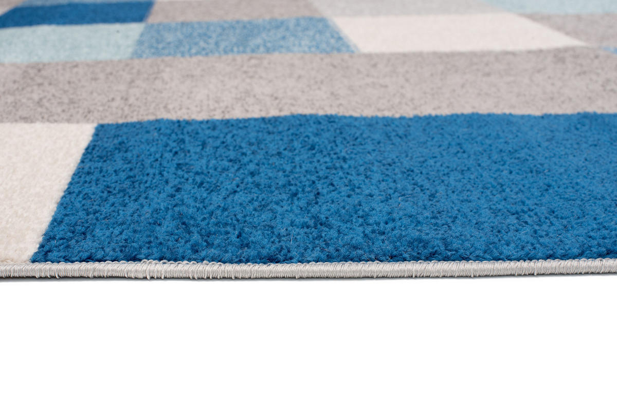 TEPPICH LAZUR Grau 200/200 cm - Blau/Weiß, Kunststoff (200/200cm) - Tapiso