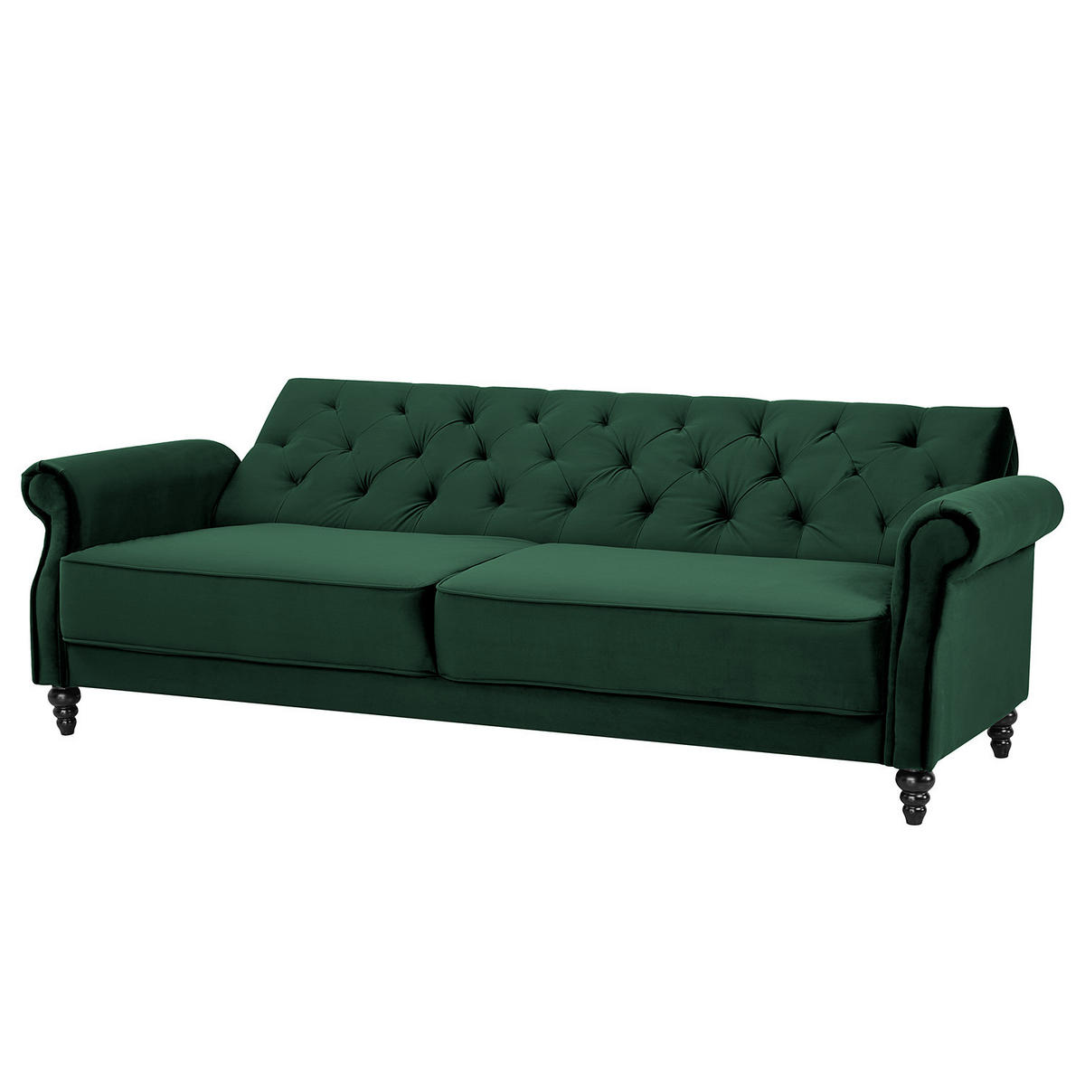 SCHLAFSOFA - Hellbraun/Dunkelgrün, Birkenholz/Textil (220/86/95cm) - home24