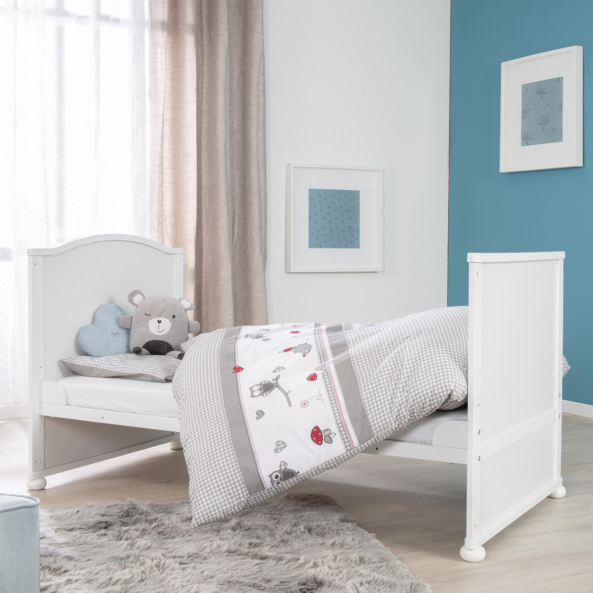 BABYBETT Adam & Eule 70 x 140 cm weiß - Weiß, Holzwerkstoff (70/140cm) - Roba