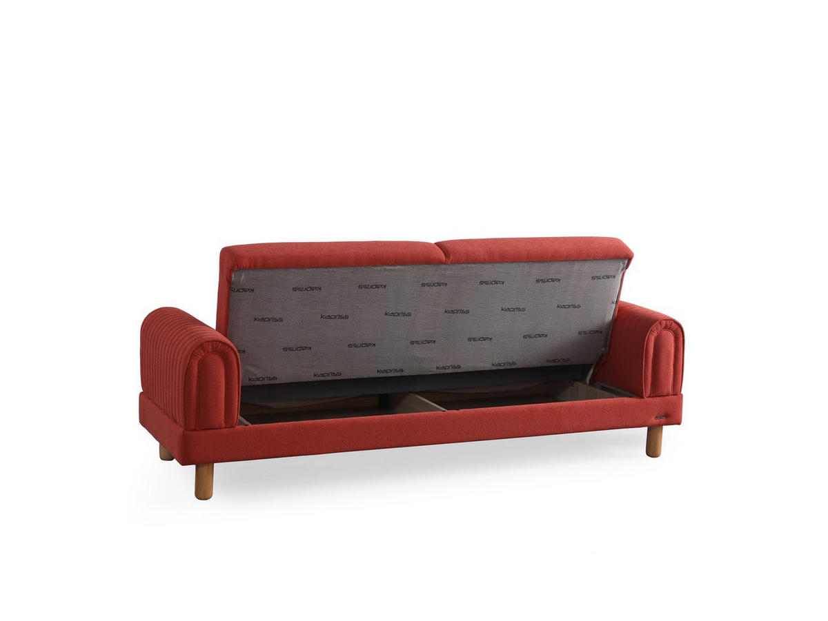 SOFA Charm 2-Sitzer Bouclé Rot - Rot, Holz/Textil (185/84/90cm)