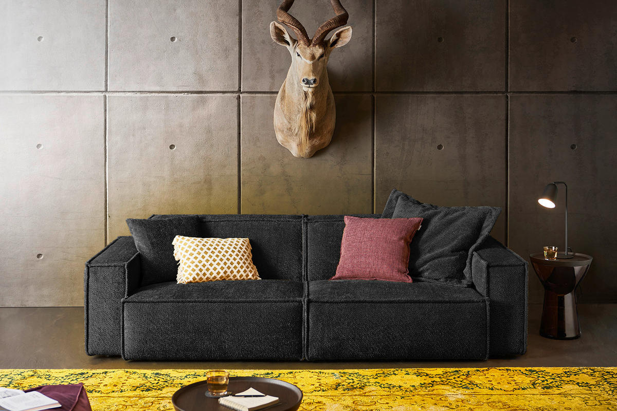 SOFA SAMU Schwarz Webstoff - Schwarz, Kunststoff/Textil (236/72/106cm) - KAWOLA