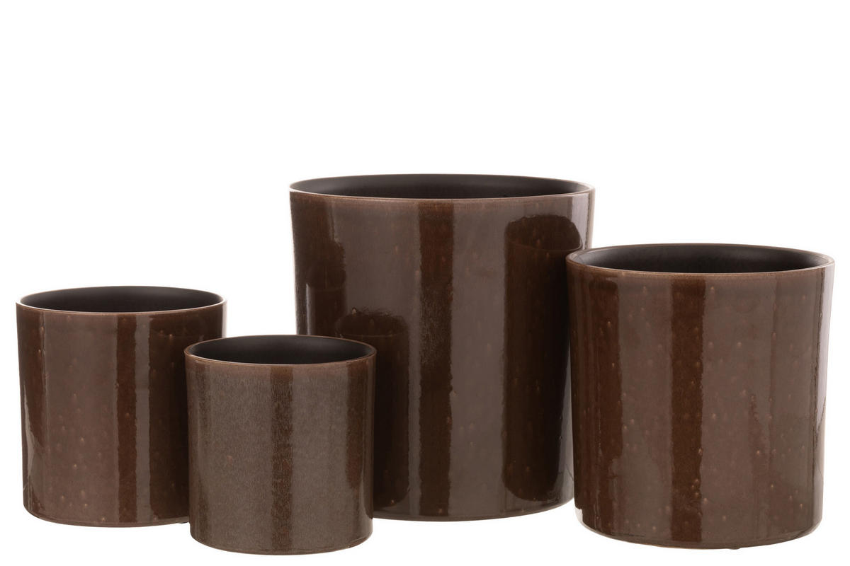 BLUMENTOPF FLEK - Töpferei - Braun - L - Ø 24 cm - Braun, Keramik (24/24cm) - J-Line
