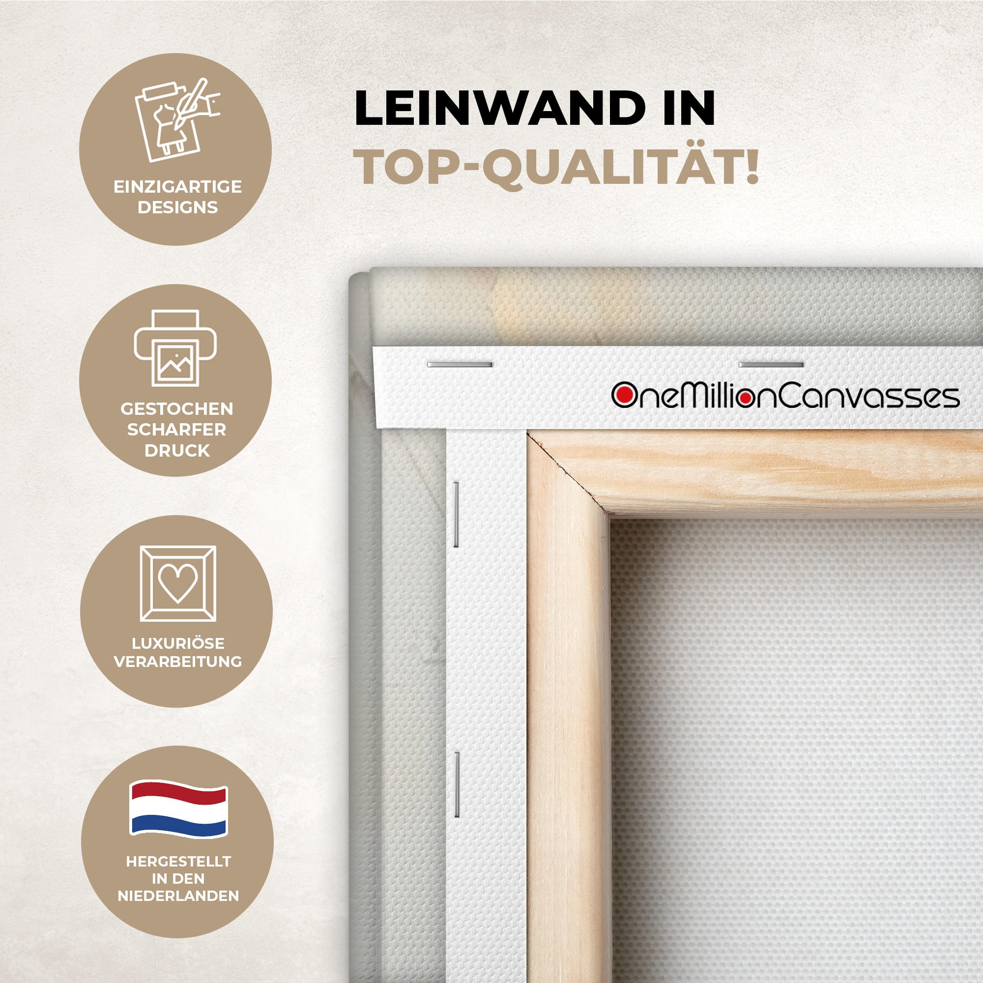 MuchoWow Leinwandbild Beige 80x120 cm