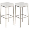BARHOCKER 2er Set Lederlook weiß - Edelstahlfarben/Weiß, Textil/Metall (37/85/37cm) - CLP
