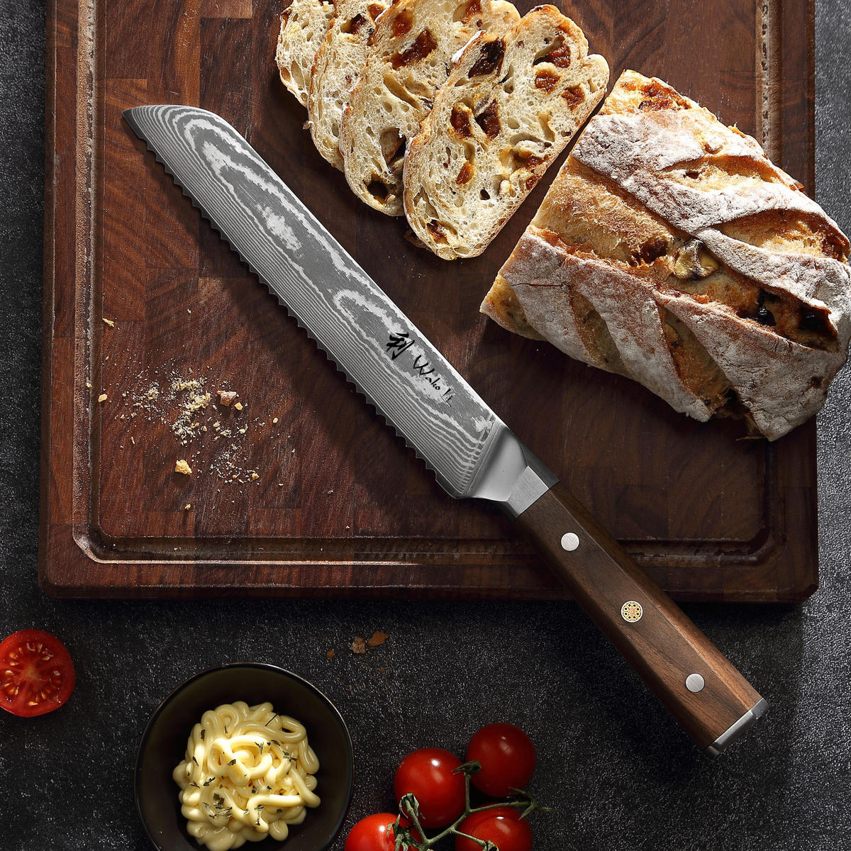 BROTMESSER 20 cm - Nussbaumfarben, Holz/Metall (33cm) - Wakoli