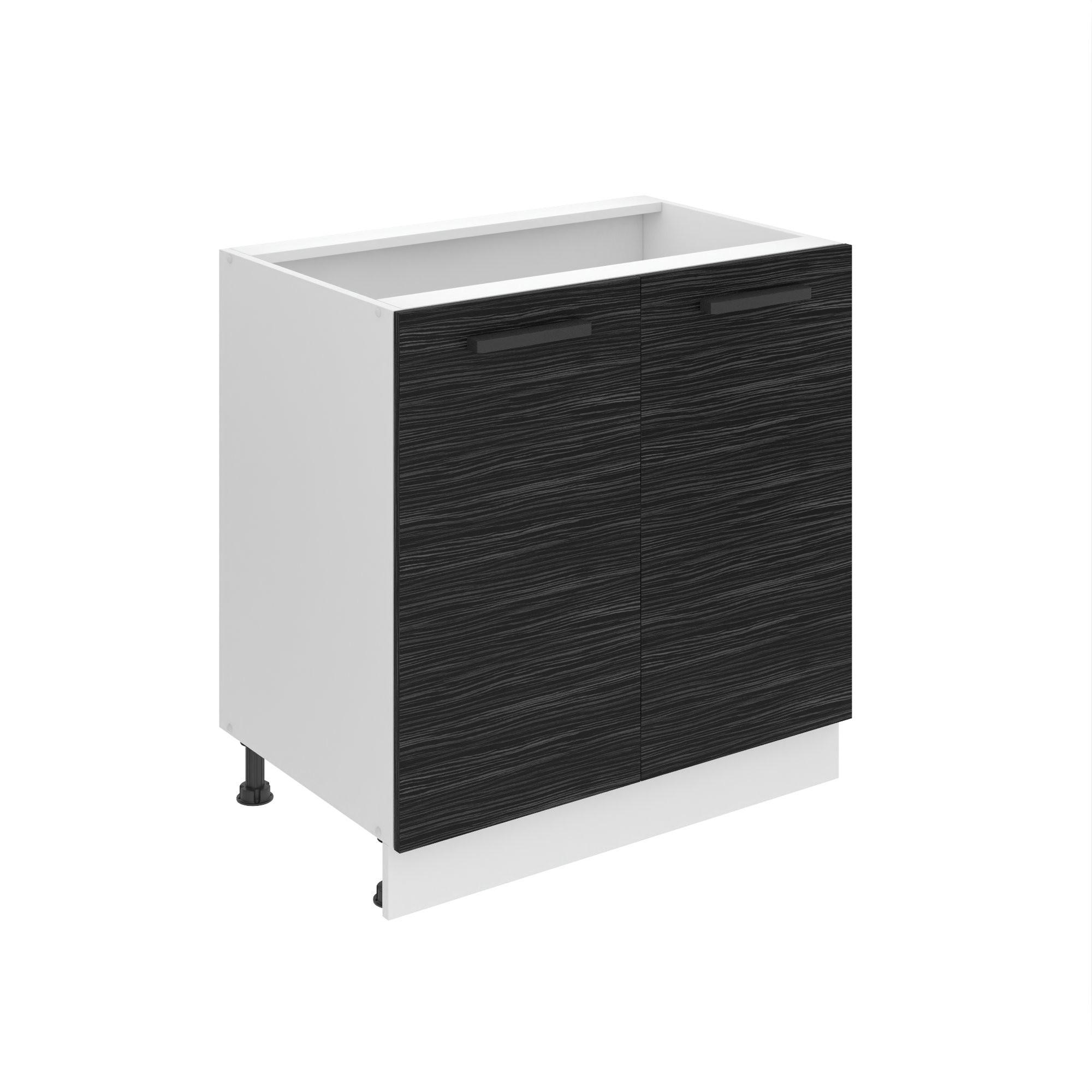 KÜCHENUNTERSCHRANK 80 cm SD, ohne Arbeitsplatte, mit 2 Türen, Königliches Ebenholz - Schwarz Hochglanz, Holz (80/82/51.6cm) - B BELINI GROUP